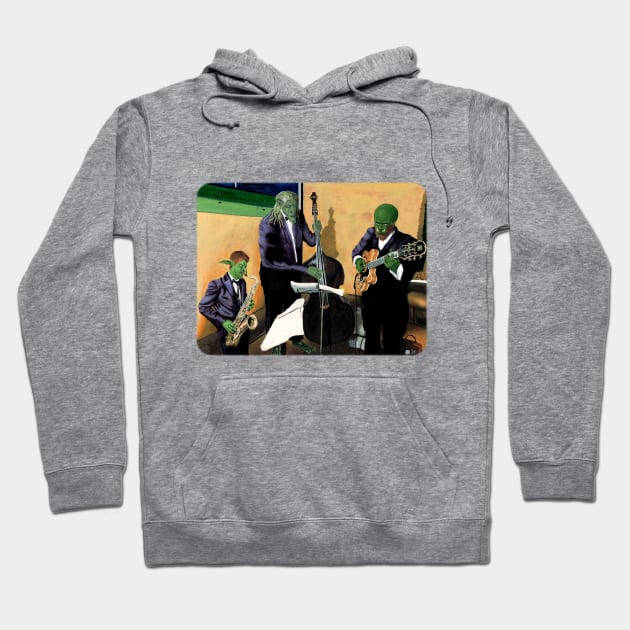 Jazz Band Musician Fantasy Artwork Hoodie by Helms Art Creations